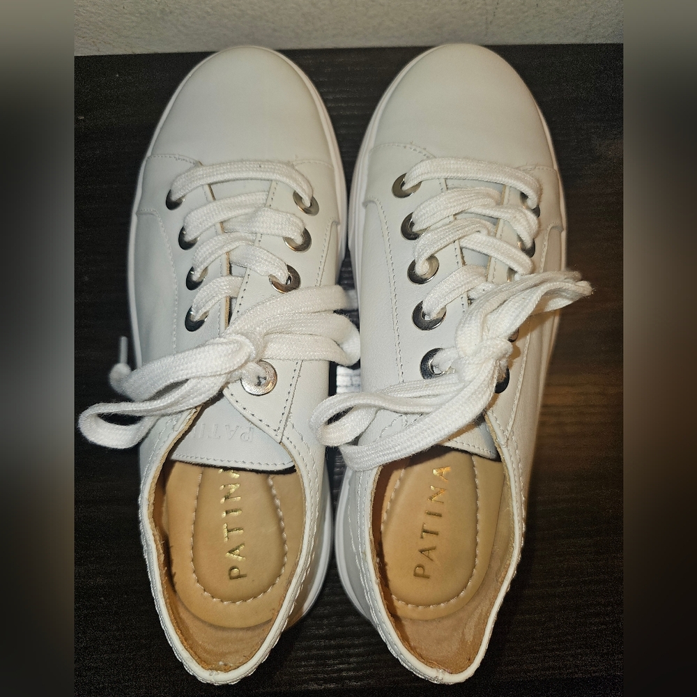 Patina White Leather Sneakers
